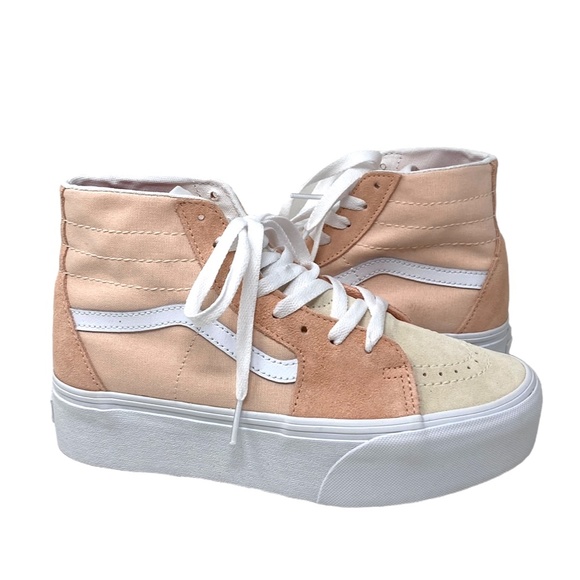 VANS Sk8-Hi Tapered Platform Shoes Skate Peach Women's Suede Canvas VN0A5JMKBOD - Picture 4 of 9